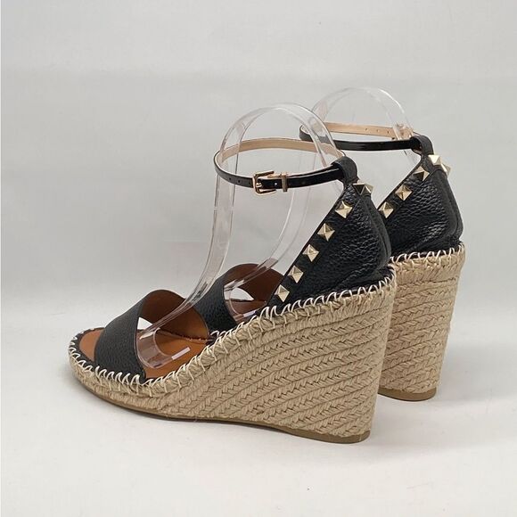 Valentino Garavani Double Rockstud Grainy Calfskin Wedges 105MM size 40 - Picture 11 of 14